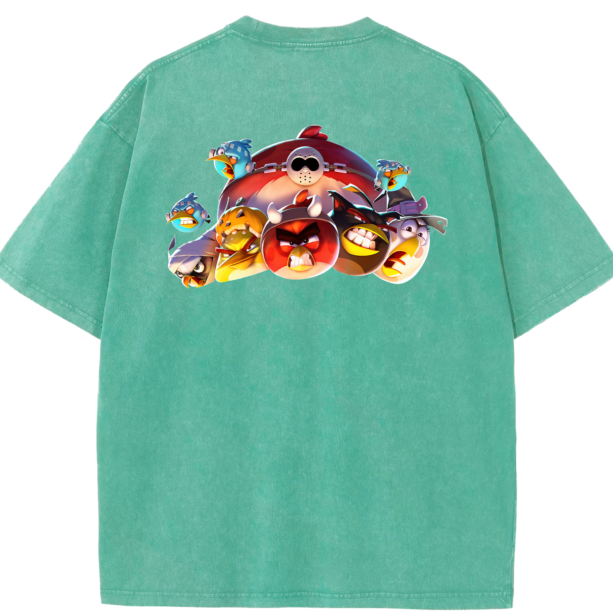 （画像用） Angry Birds アングリーバード 綿100% ヴィンテージ風 半袖Tシャツ（背面プリント）